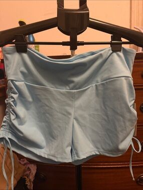 No Boundaries Sky Blue Ruched Side Bike Shorts